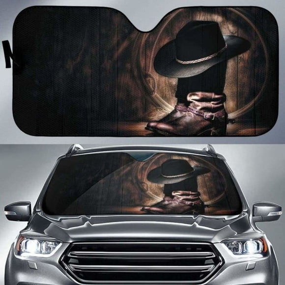Boots & Hat & Ropes of Cowboy Vintage theme car auto sunshades 172609 - YourCarButBetter