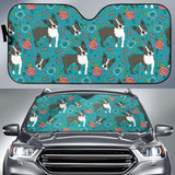 Boston Terrier Beautiful Flower Pattern Car Auto Sun Shades 104020 - YourCarButBetter