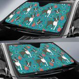 Boston Terrier Beautiful Flower Pattern Car Auto Sun Shades 104020 - YourCarButBetter