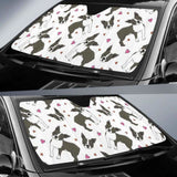 Boston Terrier Dog Hearts Vector Pattern Car Auto Sun Shades 104020 - YourCarButBetter