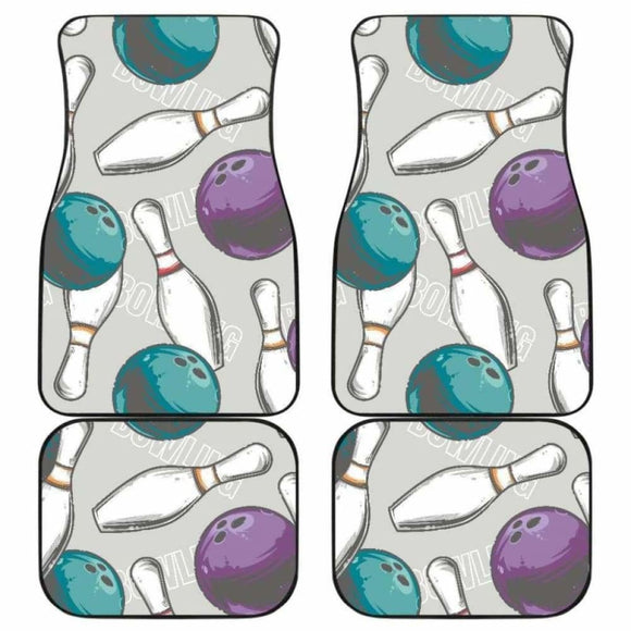 Bowling Ball And Pin Gray Background Front And Back Car Mats 160830 - YourCarButBetter