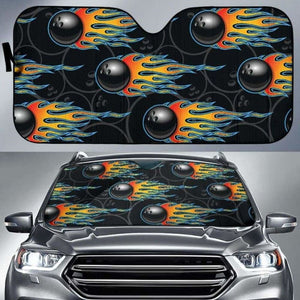 Bowling Balls Flame Pattern Car Auto Sun Shades 085424 - YourCarButBetter