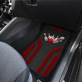 Bowling Metallic Style Printed Black Red Themed Car Floor Mats 211008 - YourCarButBetter