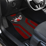 Bowling Metallic Style Printed Black Red Themed Car Floor Mats 211008 - YourCarButBetter
