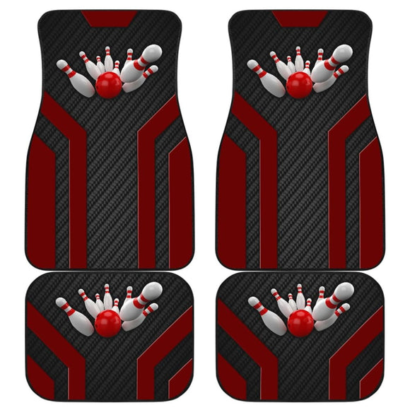 Bowling Metallic Style Printed Black Red Themed Car Floor Mats 211008 - YourCarButBetter