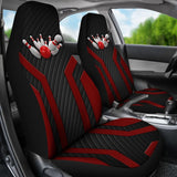 Bowling Metallic Style Printed Black Red Themed Car Seat Covers 211008 - YourCarButBetter