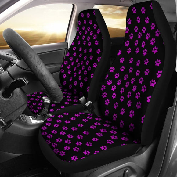 Bright Purple Paw Prints Seat Cover 094209 - YourCarButBetter