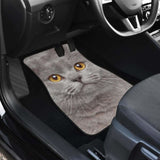 British Shorthair Cat Car Floor Mats Funny Cat Face 112428 - YourCarButBetter