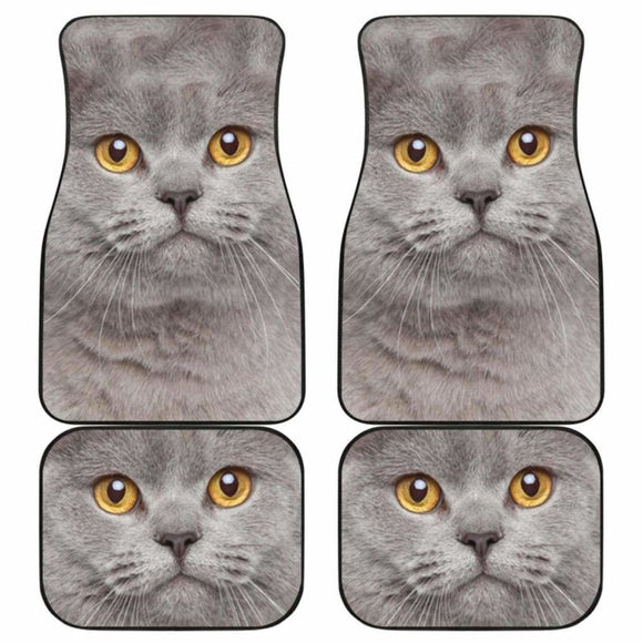 British Shorthair Cat Car Floor Mats Funny Cat Face 112428 - YourCarButBetter