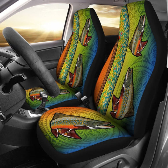 Brook Trout Fish Scale Pattern Fishing Car Seat Covers 182417 - YourCarButBetter