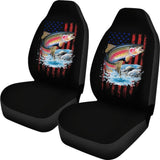 Brook Trout Fishing American Flag Car Seat Covers 211804 - YourCarButBetter
