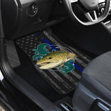 Brook Trout Fishing American Flag Thin Blue Line Car Floor Mats 211804 - YourCarButBetter