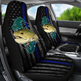 Brook Trout Fishing American Flag Thin Blue Line Car Seat Covers 211804 - YourCarButBetter