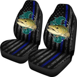 Brook Trout Fishing American Flag Thin Blue Line Car Seat Covers 211804 - YourCarButBetter