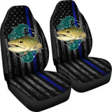 Brook Trout Fishing American Flag Thin Blue Line Car Seat Covers 211804 - YourCarButBetter