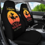 Broom Parking Violators Will be Toad Halloween Parking Car Seat Covers 211110 - YourCarButBetter