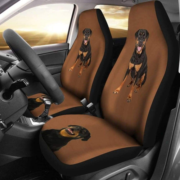 Brown Background Rottweiler Car Seat Cover 201309 - YourCarButBetter