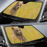 Brown Bear Grass Hd Car Sun Shade 102507 - YourCarButBetter