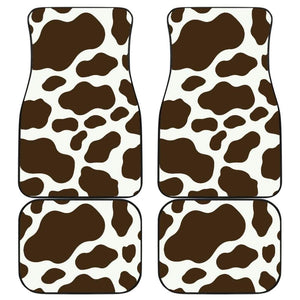 Brown Cowhide Printed Car Floor Mats 211206 - YourCarButBetter