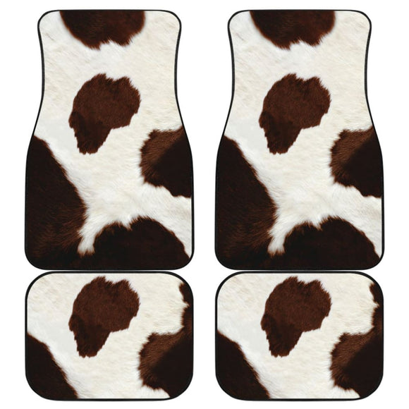 Brown Cowhide Printed Car Floor Mats 211804 - YourCarButBetter