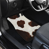 Brown Cowhide Printed Car Floor Mats 211804 - YourCarButBetter