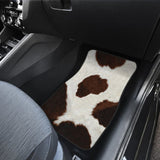 Brown Cowhide Printed Car Floor Mats 211804 - YourCarButBetter