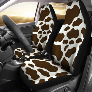 Brown Cowhide Printed Car Seat Cover 211206 - YourCarButBetter