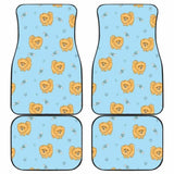 Brown Cute Pomeranian Blue Blackground Front And Back Car Mats 195016 - YourCarButBetter