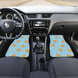 Brown Cute Pomeranian Blue Blackground Front And Back Car Mats 195016 - YourCarButBetter