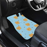 Brown Cute Pomeranian Blue Blackground Front And Back Car Mats 195016 - YourCarButBetter