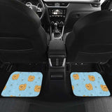 Brown Cute Pomeranian Blue Blackground Front And Back Car Mats 195016 - YourCarButBetter