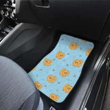 Brown Cute Pomeranian Blue Blackground Front And Back Car Mats 195016 - YourCarButBetter