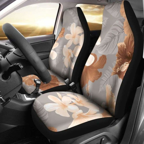 Brown Flowers Car Seat Covers 153908 - YourCarButBetter