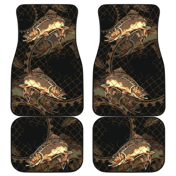 Brown Trout In The Net Fishing Car Floor Mats 182417 - YourCarButBetter