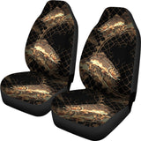 Brown Trout In The Net Fishing Car Seat Covers 182417 - YourCarButBetter