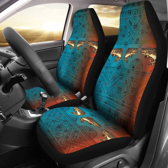 Brown Trout Skin Color Boho Pattern Fishing Car Seat Covers 182417 - YourCarButBetter