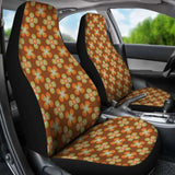 Brown With Retro Orange And Green Flower Pattern Car Seat Covers 094201 - YourCarButBetter