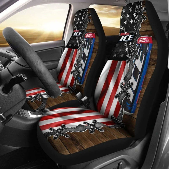 Bud Ice Car Seat Covers American Flag Beer Lover Gift 195016 - YourCarButBetter