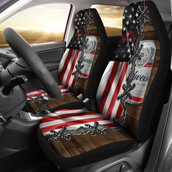 Budweiser Car Seat Covers American Flag Beer Lover 195016 - YourCarButBetter