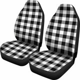 Buffalo Plaid Car Seat Covers White Black 105905 - YourCarButBetter