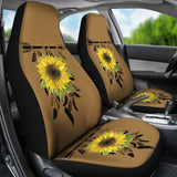 Burlap Style Background With Sunflower Dreamcatcher Car Seat Covers 211402 - YourCarButBetter