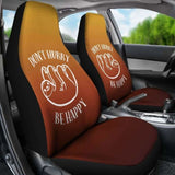 Burnt Orange Sloth Don’T Hurry Be Happy Car Seat Covers 144902 - YourCarButBetter