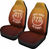 Burnt Orange Sloth Don’T Hurry Be Happy Car Seat Covers 144902 - YourCarButBetter