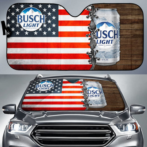Busch Light Car Auto Sun Shades American Flag Beer Lover 211301 - YourCarButBetter