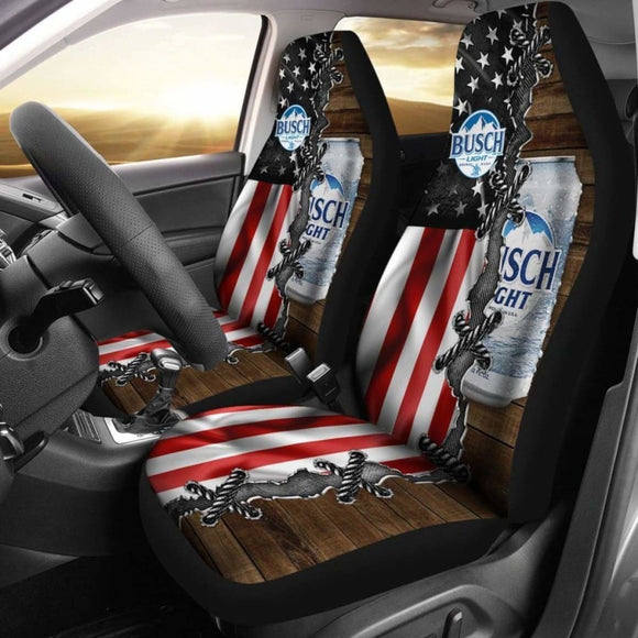 Busch Light Car Seat Covers American Flag Beer Lover 195016 - YourCarButBetter