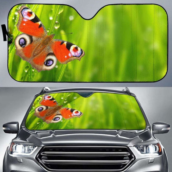 Butterfly Drops Spring Green 4K Car Sun Shade 172609 - YourCarButBetter