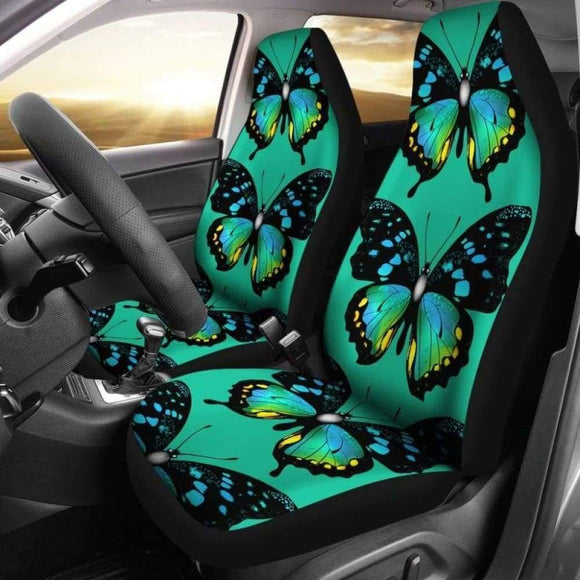 Butterfly Green Background Car Seat Covers 171204 - YourCarButBetter