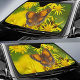 Butterfly Yellow Flowers 4K Car Sun Shade 172609 - YourCarButBetter