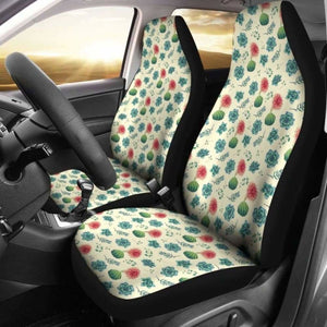 Cactus And Succulent Pattern Car Seat Covers Cream Light Pattern 102802 - YourCarButBetter