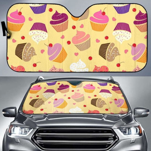 Cake Cupcake Heart Cherry Pattern Car Auto Sun Shades 460402 - YourCarButBetter